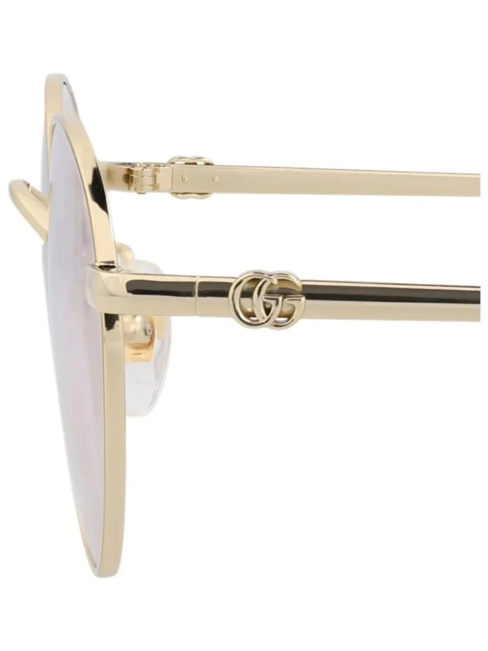 New Gucci Women's Sunglasses Round Oval Metal Frame Gold Gold Transparent